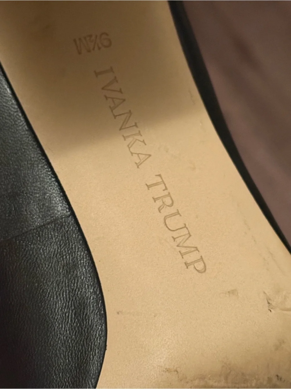 Ivanka Trump Black Pumps with Cream Honeycomb Block Heels